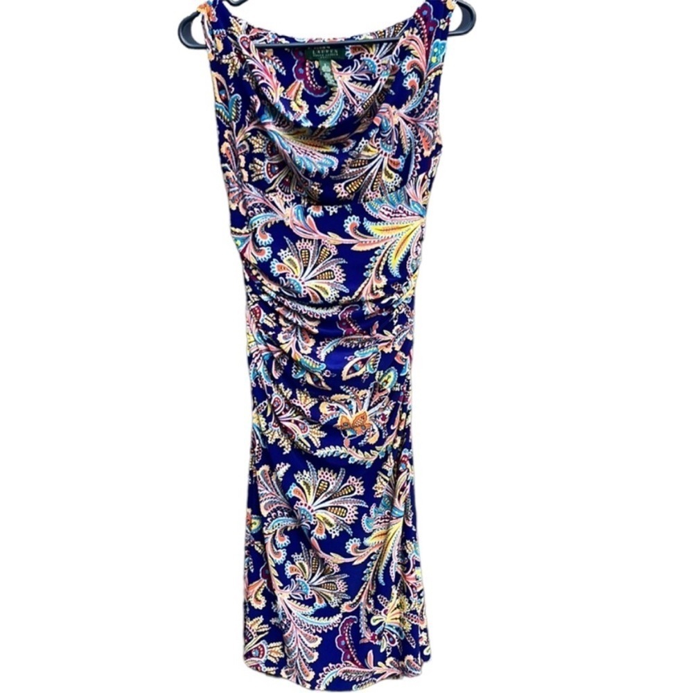 EUC Ralph Lauren Stretch Ruched Sleeveless Dress Size 2